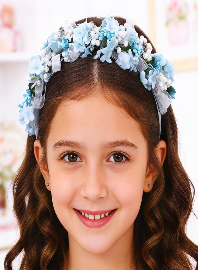 Campsis Blue Flower Headband, Floral Headpiece for Girls - Image 1